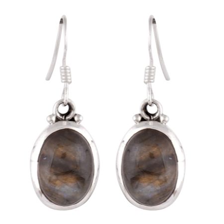 92.5 Sterling Silver Earrings Long Oval Jasper Stone Drop Earrings For Women