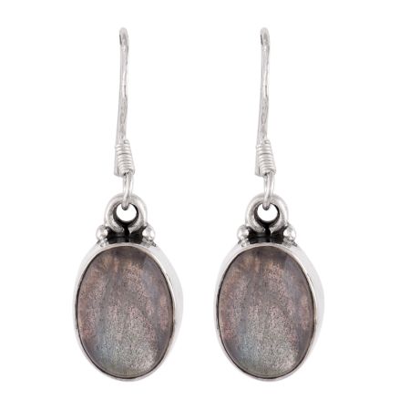 92.5Sterling Silver Earrings Big Oval Moonstone Drop Hanging Earrings