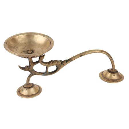 Small Brass Oil Lamp With One Face Worship Diya