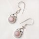 92.5 Sterling Silver Dangle Earrings With Round Clear Quartz Stone