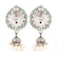 Traditional 92.5 Sterling Silver Earrings Fancy Designer Green Onyx Stone Oxidized Jhumki Earrings