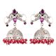 92.5 Sterling Silver Earrings Twin Peacock Oxidized Pink Tourmaline Jhumki Earrings