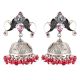 92.5 Sterling Silver Earrings Twin Peacock Oxidized Pink Tourmaline Jhumki Earrings