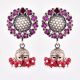92.5 Sterling Silver Earrings Sunflower Design In Pink Tourmaline Designer Wear Earrings