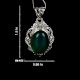 92.5 Sterling Silver Traditional Design Green Onyx Semi Precious Stone Pendant