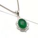 92.5 Sterling Silver Pendant Green Onyx with Engraved Border