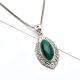 92.5 Sterling Silver Pendent Green Malachite With Traditional Border Design