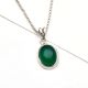 92.5 Sterling Silver Green Onyx Pendant Oval Shape Traditional Bezel Setting