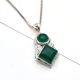 92.5 Sterling Silver Green Onyx  Pendant In Square And Round Shape