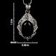 92.5 Sterling Silver Pendant Black Onyx with Engraved Border