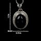 92.5 Sterling Silver Pendant Oval Rope Border Onyx Stone Pendant
