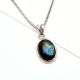 92.5 Sterling Silver Pendant Big Oval Shaped Labradorite Pendant