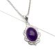 92.5 Sterling Silver Pendant Big Oval Shaped Amethyst Pendant