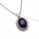 92.5 Sterling Silver Pendant Big Oval Shaped Amethyst Rope Design Pendant
