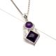 92.5 Sterling Silver Amethyst Pendant In Square And Round Shape