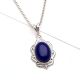 92.5 Sterling Silver Pendant Oval Designer Blue Tourmaline Gemstone Pendant