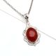 92.5 Sterling Silver Pendant Fiery Red Carnelian  Pendant