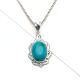 92.5 Sterling Silver Turquoise Pendant Ornate design