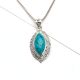 92.5 Sterling Silver Turquoise Pendant Marquise Delicate Wedding Gift