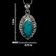 92.5 Sterling Silver Turquoise Pendant Marquise Delicate Wedding Gift