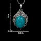 92.5 Sterling Silver Turquoise Pendant Big Oval Designer Pendant Jewelry