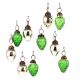 Set of 25 Handmade Green  And Silver Mini Christmas Ornaments In Assorted Styles