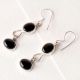 Twin Black Onyx 92.5 Sterling Silver Earrings Oval Shape Dangler Earrings
