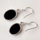 92.5 Sterling Silver Earrings Oval Black Onyx Cabochon Fashion Earrings