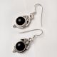 92.5 Sterling Silver Earrings Round Black Onyx Crown Design Bezel Set Drop Earrings For Women
