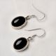 92.5 Sterling Silver Earrings Black Onyx In Oval Bezel Set Drop Earrings