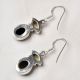 92.5 Sterling Silver Earrings With Oval Citrine And Black Round Onyx Dangler Earrings