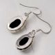 92.5 Sterling Silver Earrings Long Oval Black Onyx In Bezel setting For Girls