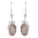 92.5 Sterling Silver Earrings Big Oval Jasper Stone Set In Rope Border Design