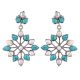 92.5 Sterling Silver Earrings Turquoise And Pearl Flower Design Drop Earrings