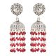 92.5 Sterling silver Earrings Sun God Face Red Onyx Stone Beads Jhumkis