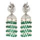 92.5 Sterling Silver Earrings Peacock Stud Green Onyx Stones Chandelier Jhumkis