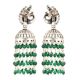 92.5 Sterling Silver Earrings Peacock Stud Green Onyx Stones Chandelier Jhumkis