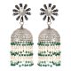 92.5 Sterling Silver Earrings  Big Sunflower Stud Jhumkis With Green onyx Beads Tassels