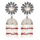 92.5 Sterling Silver Earrings Peacock Floral Stud Red Onyx Tassel Jhumkis For Women