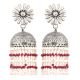 92.5 Sterling silver Earrings Big Flower Stud With Small Silver Beads With Red Onyx Chandelier Earrings