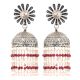 92.5 Sterling silver Earrings Big Flower Stud With Small Silver Beads With Red Onyx Chandelier Earrings