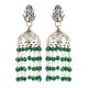 92.5 Sterling Silver Earrings Goddess Figurine Stud Jhumki Green Onyx Tassel Hangings