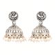 92.5 Sterling silver Earrings Round  Peacock Embossed design jhumki Silver beads tassel Earrings