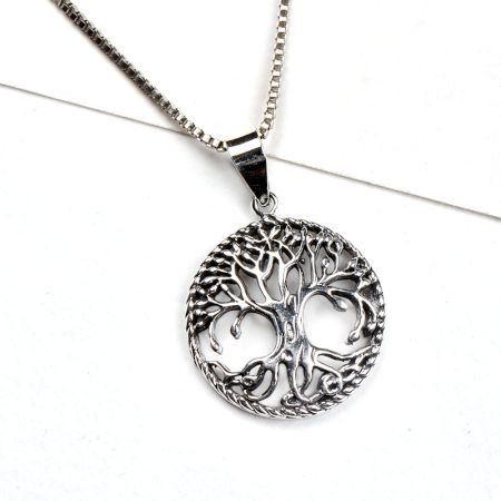 92.5 Sterling Silver Pedant Tree Of Life With Hanging Fruits Design