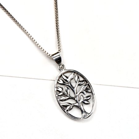 Oval 92.5 Sterling silver Pendant with Tree Of Life Design Inside The Ring