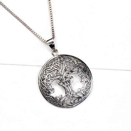 92.5 Sterling Silver Pendant Engraved Celtic  Tree of Life