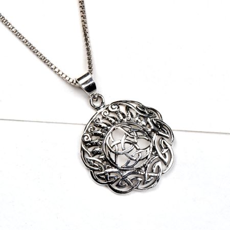 Round 92.5 Sterling Silver Pendant Infinity Celtic Knot In Centre And Border