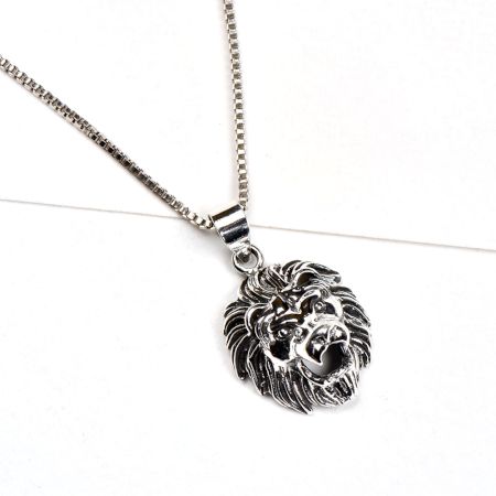 92.5 Sterling Silver Handcrafted Pendant Roaring Lion Statement jewelry