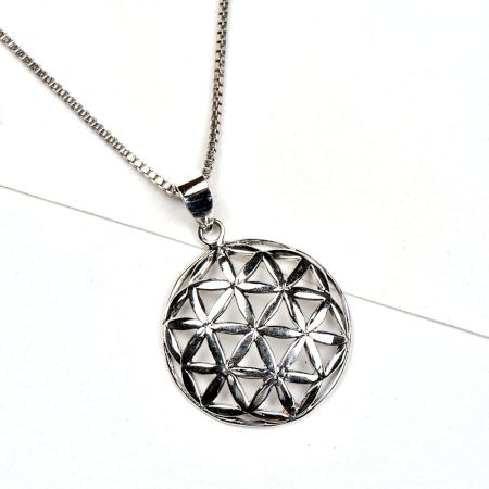 92.5 Sterling Silver pendent Sacred Geometric Flower Of Life Fashion Accessory