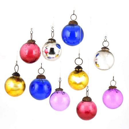 Set Of 10 Multicolored Ball Christmas Ornaments Or Hangings